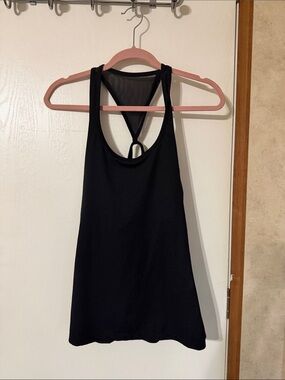 Studio Black Tank Top with Subtle Logo Tag